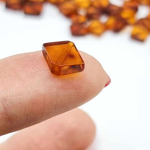 Cognac Amber Calibrated Square Cabochons 10 Pcs