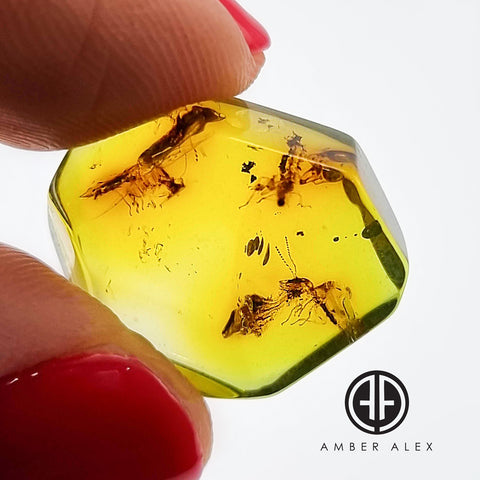 Crystal Cut Green color Stone With Insects