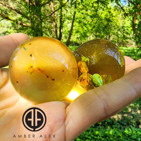 Green Amber Sphere Amber Stone With Insects