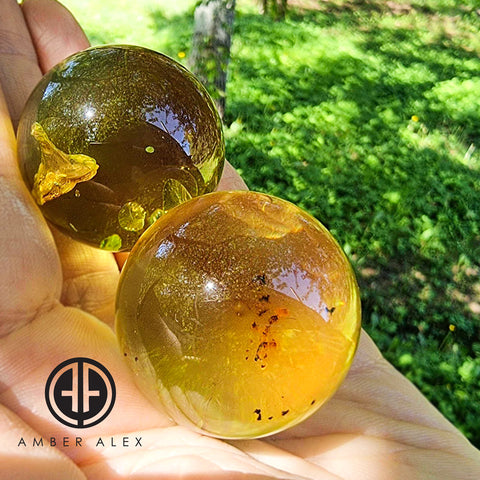 Green Amber Sphere Amber Stone With Insects