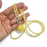 Milky Amber Round Pendant Beaded Necklace