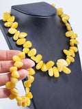 Milky Amber Nugget Beaded Necklace 14k Gold Plated