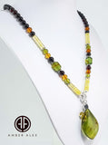 Insect Amber Flame Shape Pendant Beaded Necklace