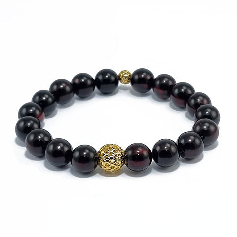 Cherry Amber Round Beads Stretch Bracelet