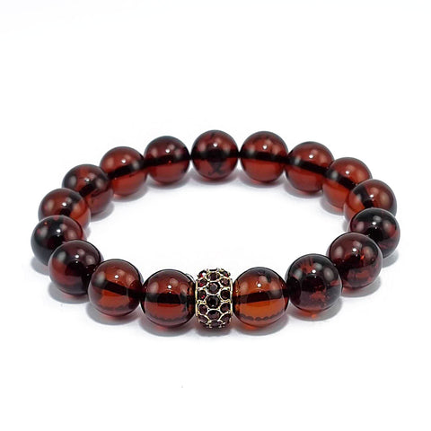 Cherry Amber Round Beads Stretch Bracelet