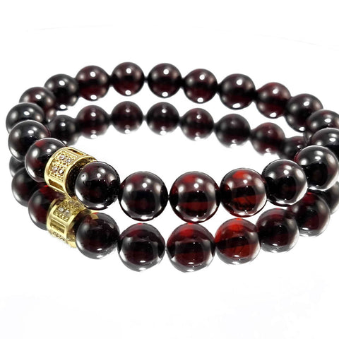 Cherry Amber Round Beads Stretch Bracelet