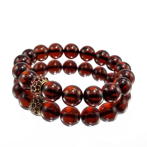 Cherry Amber Round Beads Stretch Bracelet