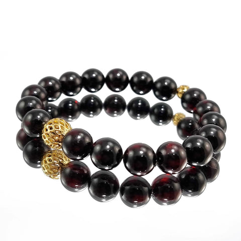 Cherry Amber Round Beads Stretch Bracelet