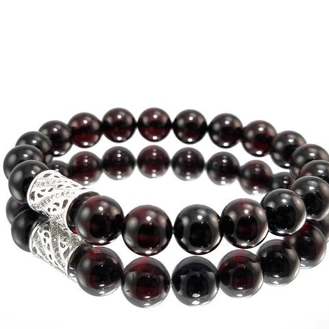 Cherry Amber Round Beads Stretch Bracelet