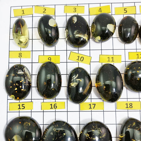 "Earth Stone" Green Amber Free Shape Cabochons