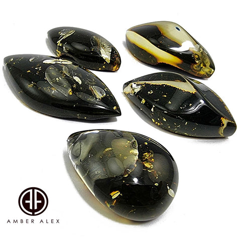 Green "Earth Stone" Marquise Shape Cabochons