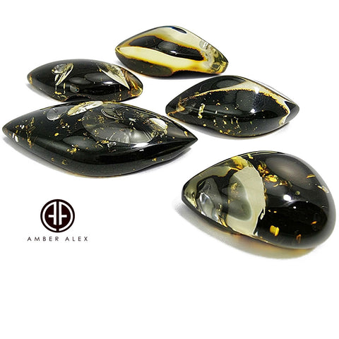 Green "Earth Stone" Marquise Shape Cabochons