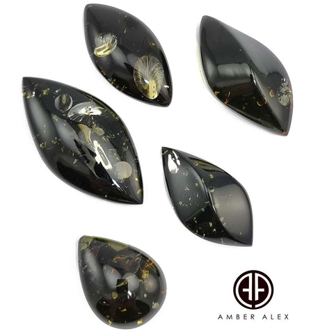 Green "Earth Stone" Marquise Shape Cabochons