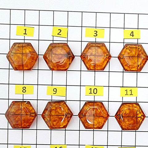 Cognac Amber Faceted Hexagon Shape Stone