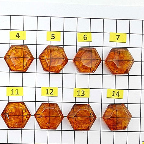 Cognac Amber Faceted Hexagon Shape Stone