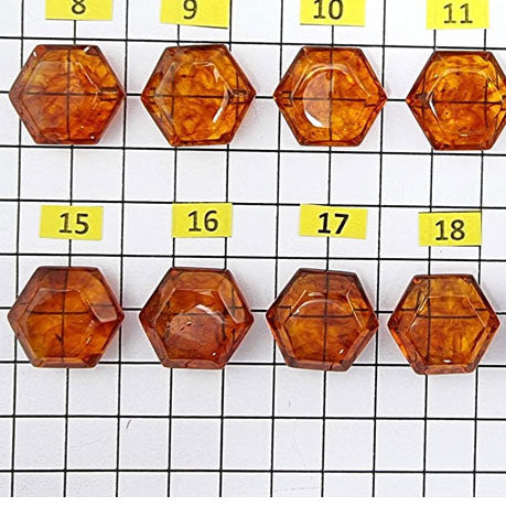 Cognac Amber Faceted Hexagon Shape Stone