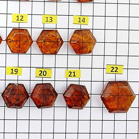 Cognac Amber Faceted Hexagon Shape Stone