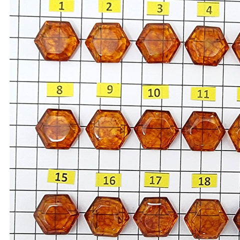 Cognac Amber Faceted Hexagon Shape Stone