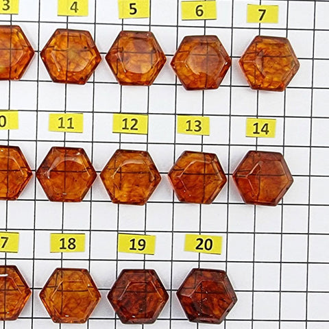 Cognac Amber Faceted Hexagon Shape Stone