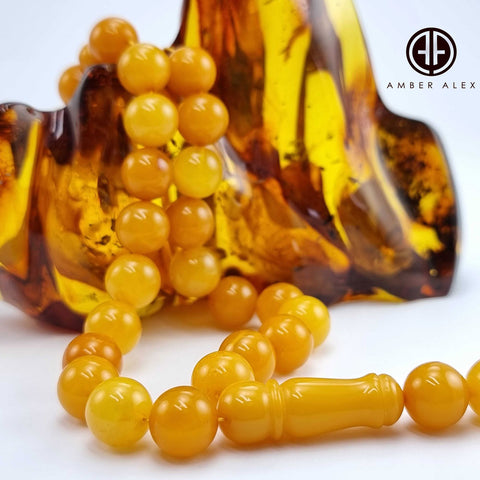 Antique Amber Round Shape 11 mm Islamic Prayer Beads