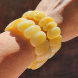 Milky & Antique Amber Oval Beads Stretch Bracelet