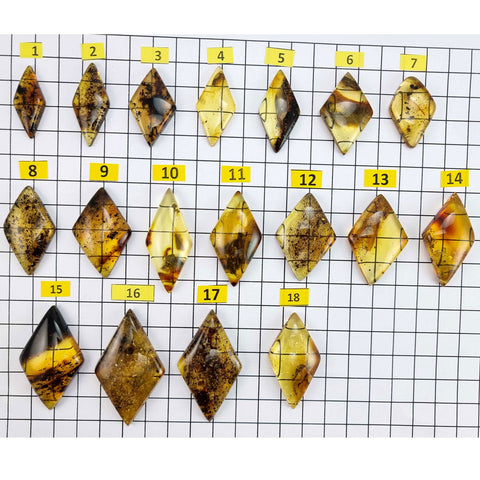 Fossil Amber Rhombus Shape Cabochons