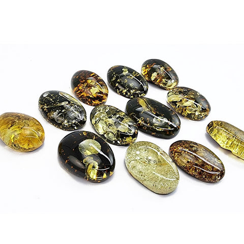 "Earth Stone" Green Amber Free Shape Cabochons