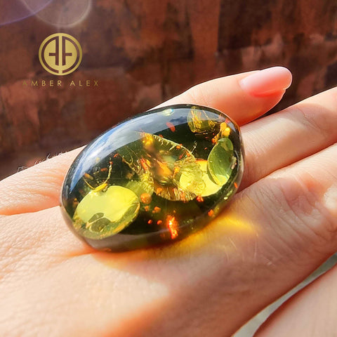 "Earth Stone" Green Amber Free Shape Cabochons