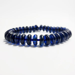 Blue Amber Tablet Beads Stretch Bracelet