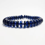Blue Amber Tablet Beads Stretch Bracelet