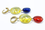Multi-Color Amber Nugget Dangle Earrings 14k Gold Plated