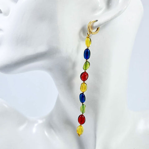 Multi-Color Amber Small Nugget Dangle Earrings