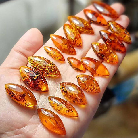 Cognac Amber Marquise Shape Cabochons