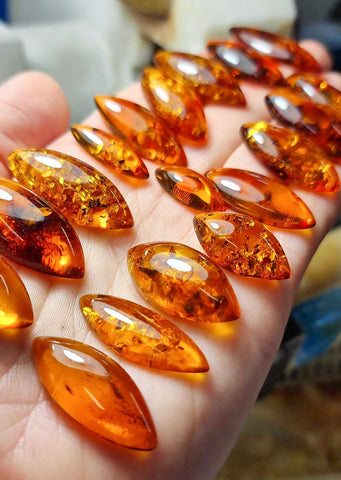 Cognac Amber Marquise Shape Cabochons