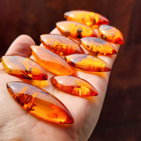 Cognac Amber Marquise Shape Cabochons