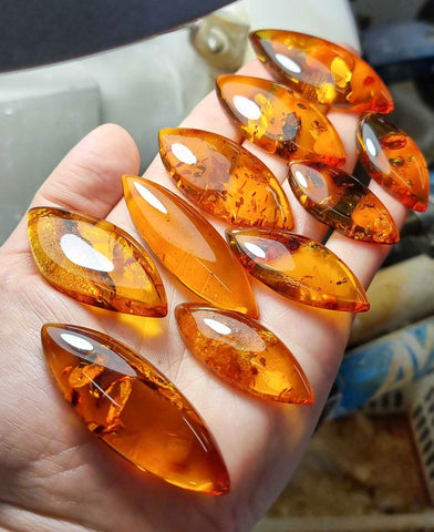 Cognac Amber Marquise Shape Cabochons