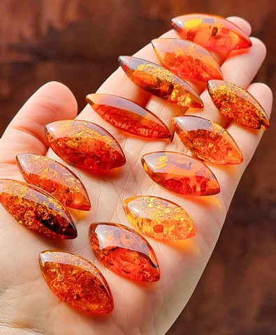 Cognac Amber Marquise Shape Cabochons