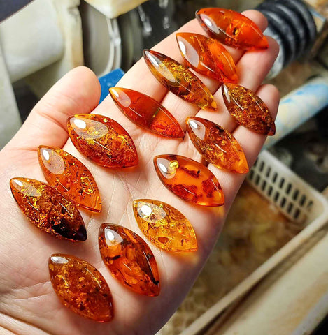 Cognac Amber Marquise Shape Cabochons