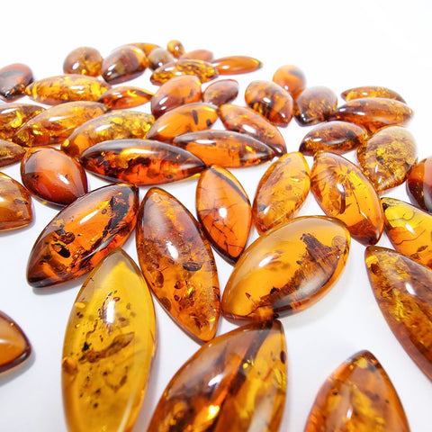 Cognac Amber Marquise Shape Cabochons