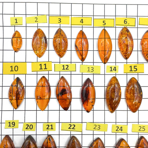 Cognac Amber Marquise Shape Cabochons