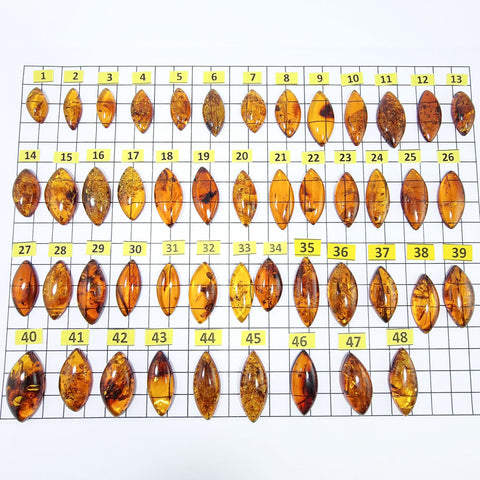 Cognac Amber Marquise Shape Cabochons