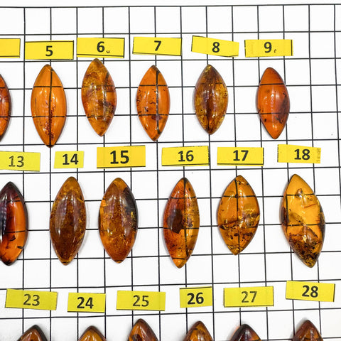Cognac Amber Marquise Shape Cabochons