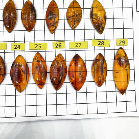 Cognac Amber Marquise Shape Cabochons