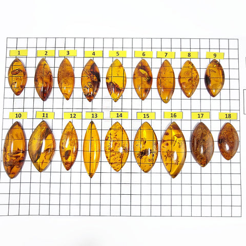 Cognac Amber Marquise Shape Cabochons