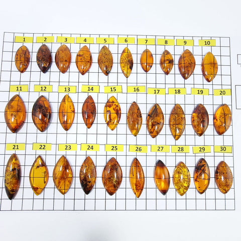 Cognac Amber Marquise Shape Cabochons