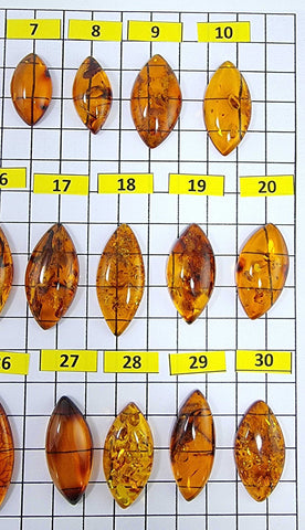 Cognac Amber Marquise Shape Cabochons