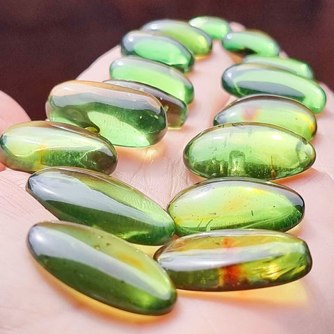 Green Amber Handmade Free Shape Cabochons