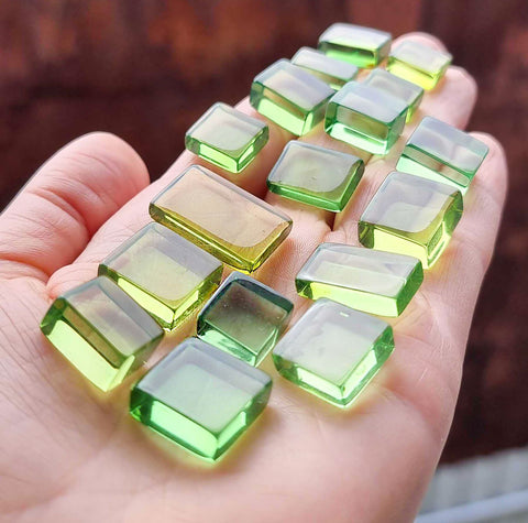 Green Amber Handmade Rectangular Cabochons