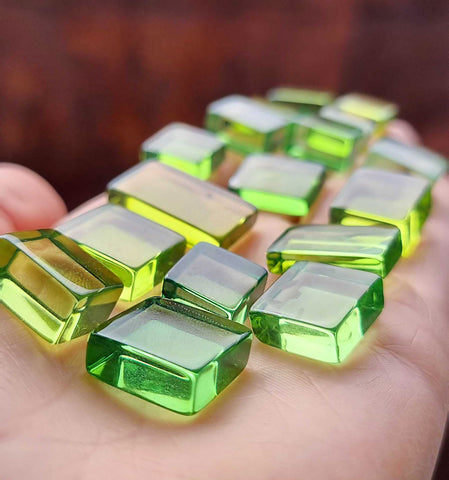 Green Amber Handmade Rectangular Cabochons