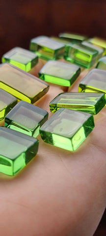 Green Amber Handmade Rectangular Cabochons